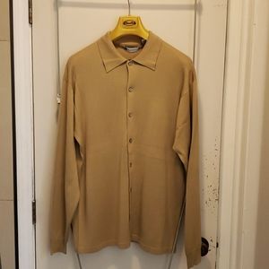 Men's 100% Silk Gold button down sweater